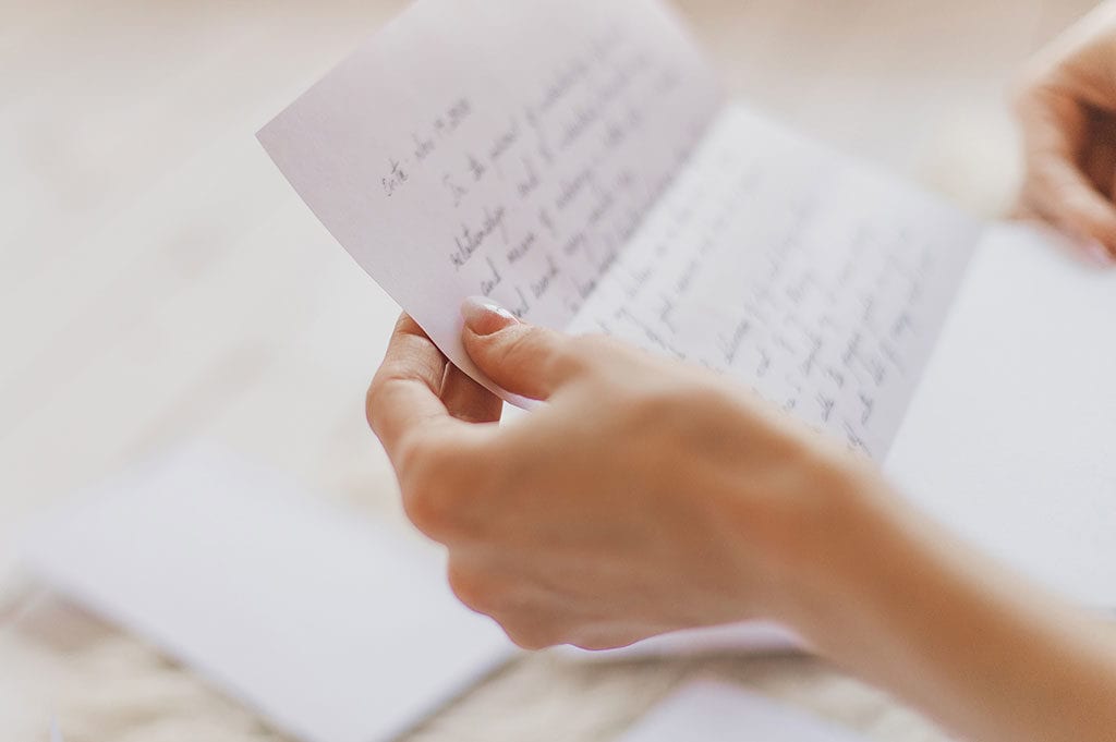 Women reading an anniversary card